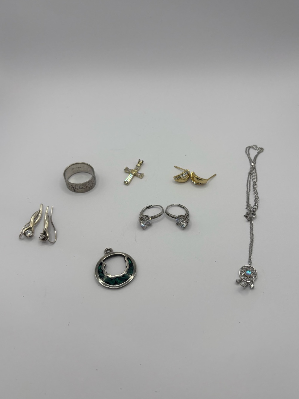 Mixed Lot Sterling Silver 925 Jewelry 21.73g Rings Earrings Pendants Necklace